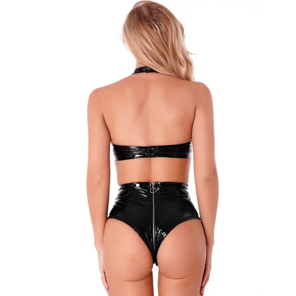 Seksi Siyah Parlak Pu Lateks D - Minimizer Bra Women incelemesi ve fiyatı